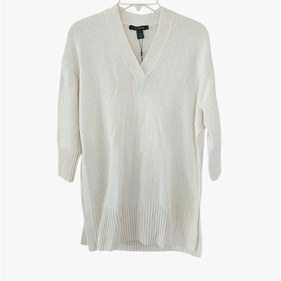 St John Knits Tops - St John Knits Small Cream Long Sleeve Sweater 100% Cashmere Side Slits NEW